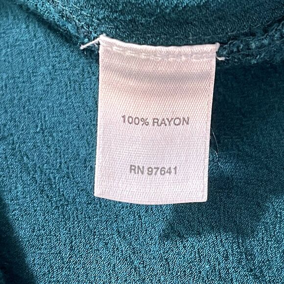 J. Jill | Dark Teal Pleated Button Up Crepe Top | Large - Picture 8 of 9